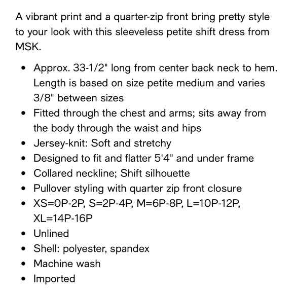 MSK Sleeveless Collared Quarter-Zip Colorful Paisley Swing Shift Dress Size XL - Picture 8 of 8